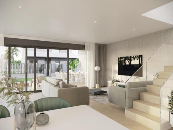 Townhouses overlooking Alicante Golf with modern designs and nearby beach access.